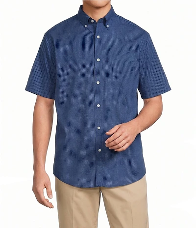 Gold Label Roundtree & Yorke Big & Tall Non-Iron Short Sleeve Circle Print Poplin Sport Shirt