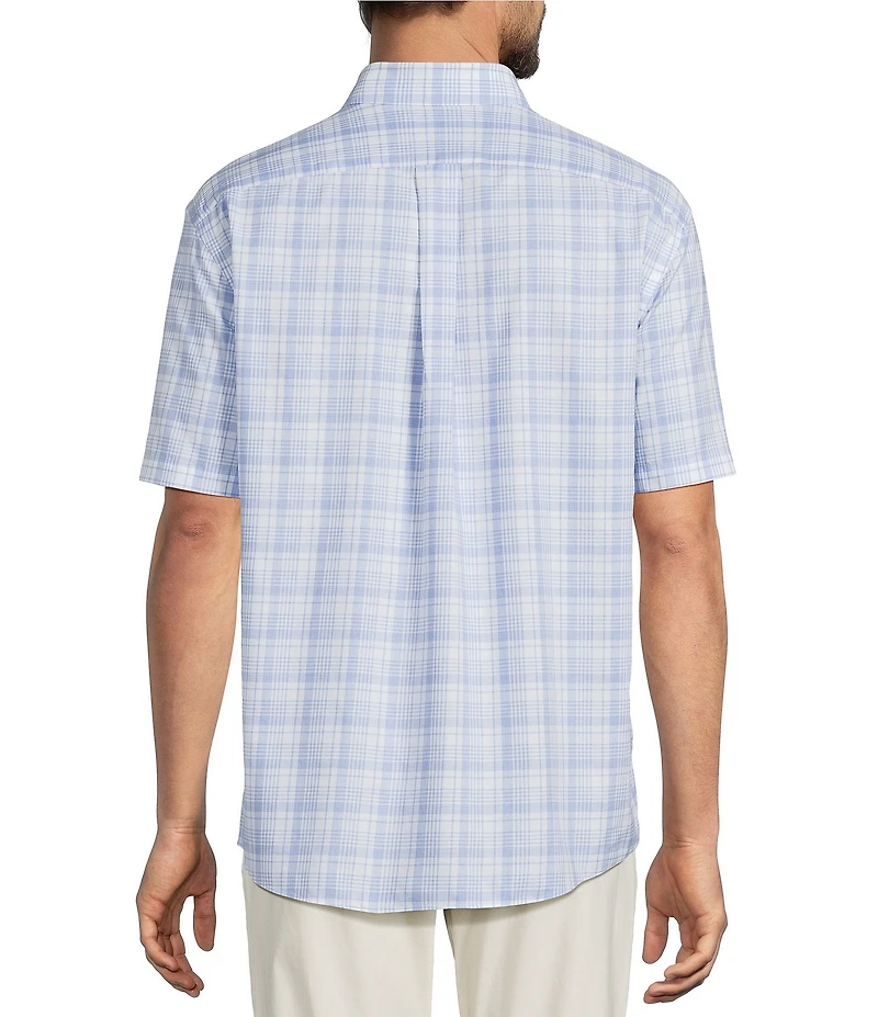 Gold Label Roundtree & Yorke Big & Tall Non-Iron Button Down Collar Short Sleeve Plaid Sport Shirt