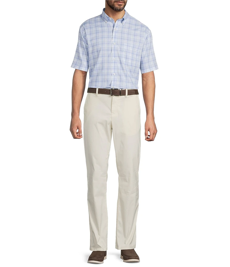 Gold Label Roundtree & Yorke Big & Tall Non-Iron Button Down Collar Short Sleeve Plaid Sport Shirt