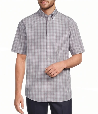 Gold Label Roundtree & Yorke Big & Tall Non-Iron Short Sleeve Medium Plaid Poplin Sport Shirt