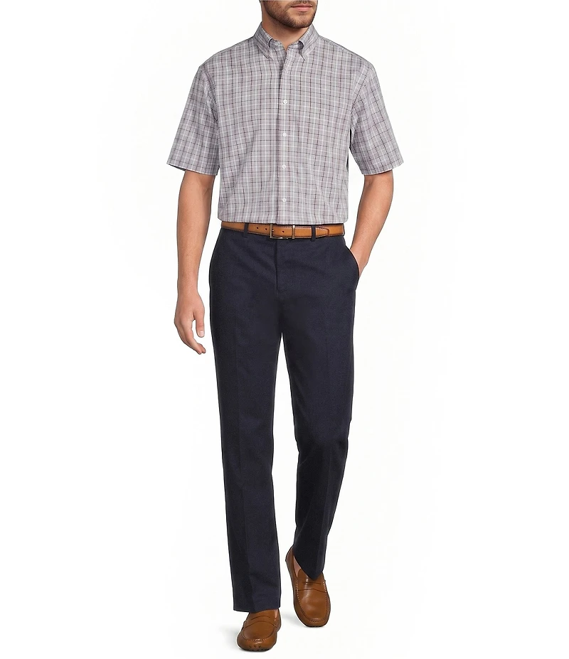 Gold Label Roundtree & Yorke Big & Tall Non-Iron Short Sleeve Medium Plaid Poplin Sport Shirt