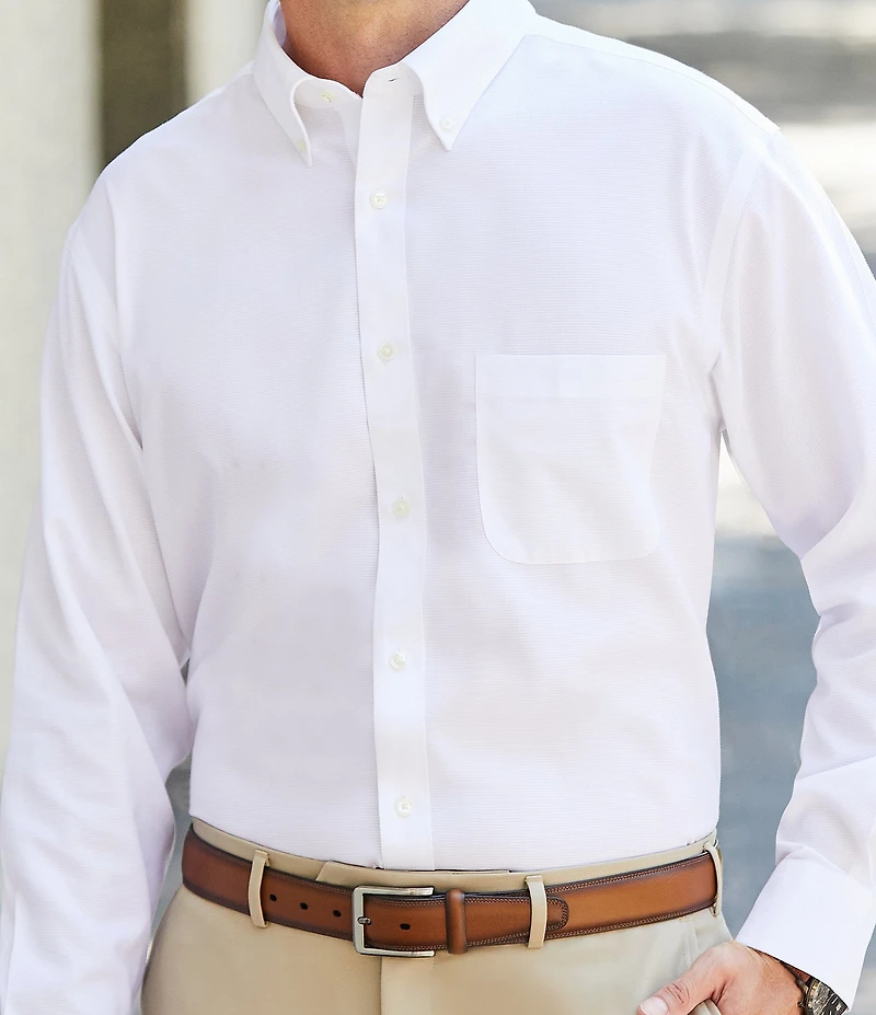 Gold Label Roundtree & Yorke Big & Tall Non-Iron Button-Down Collar Solid Dobby Sport Shirt