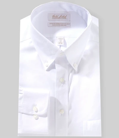 Gold Label Roundtree & Yorke Big & Tall Slim Fit Point Collar Solid Twill Dress Shirt