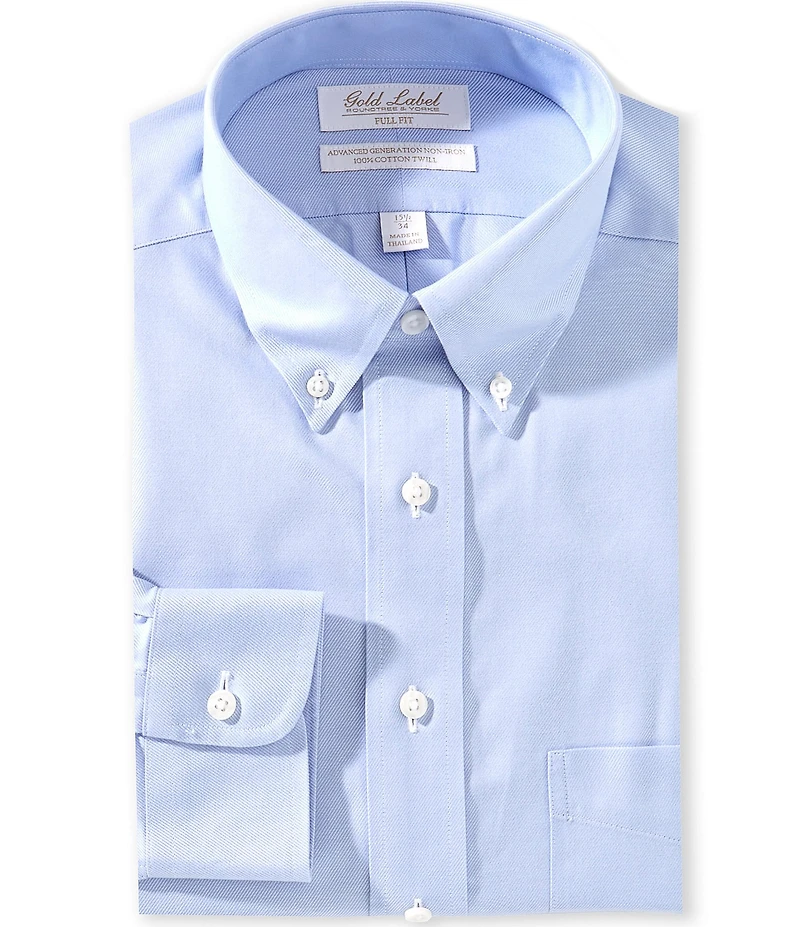 Gold Label Roundtree & Yorke Denton Full Fit Non Iron Button Down Collar Twill Dress Shirt