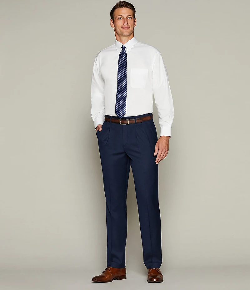 Gold Label Roundtree & Yorke Fitted Non-Iron Button-Down Collar Solid Dress Shirt