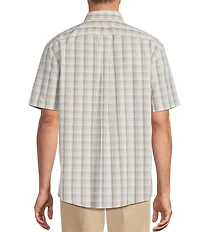 Gold Label Roundtree & Yorke Full Fit Non-Iron Plaid Poplin Short Sleeve Sport Shirt