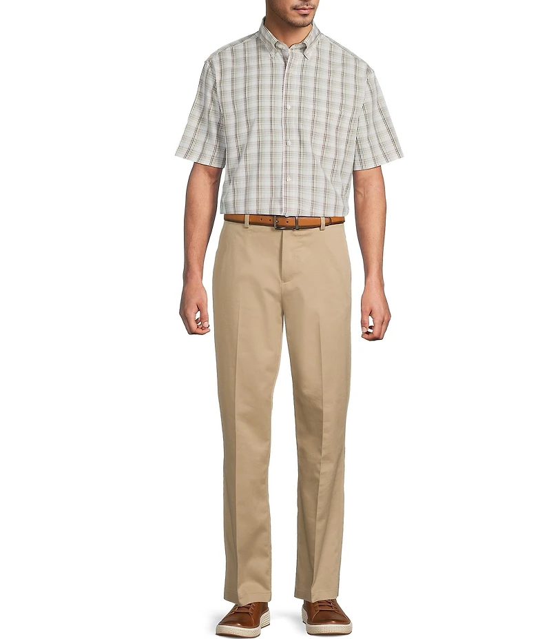 Gold Label Roundtree & Yorke Full Fit Non-Iron Plaid Poplin Short Sleeve Sport Shirt