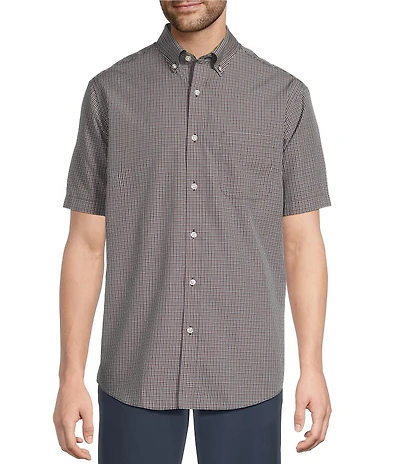 Gold Label Roundtree & Yorke Full Fit Non-Iron Short Sleeve Mini Plaid Poplin Sport Shirt