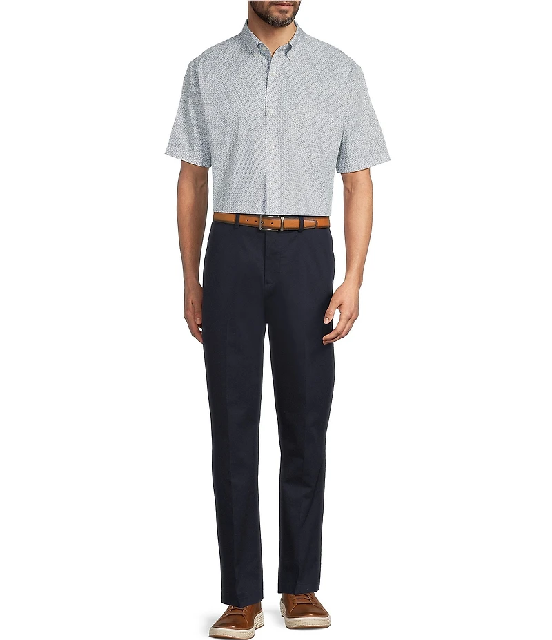 Gold Label Roundtree & Yorke Full Fit Non-Iron Short Sleeve Leaf Print Poplin Sport Shirt