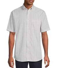 Gold Label Roundtree & Yorke Full Fit Non-Iron Short Sleeve Small Plaid Poplin Sport Shirt
