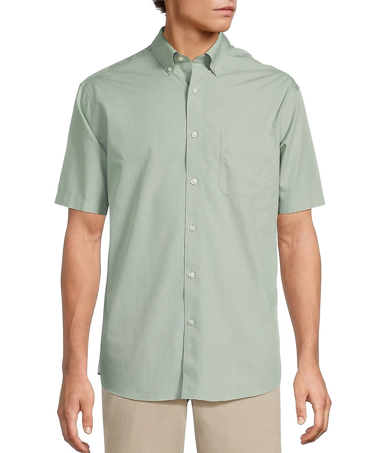 Gold Label Roundtree & Yorke Full Fit Non-Iron Short Sleeve Solid Dobby Sport Shirt
