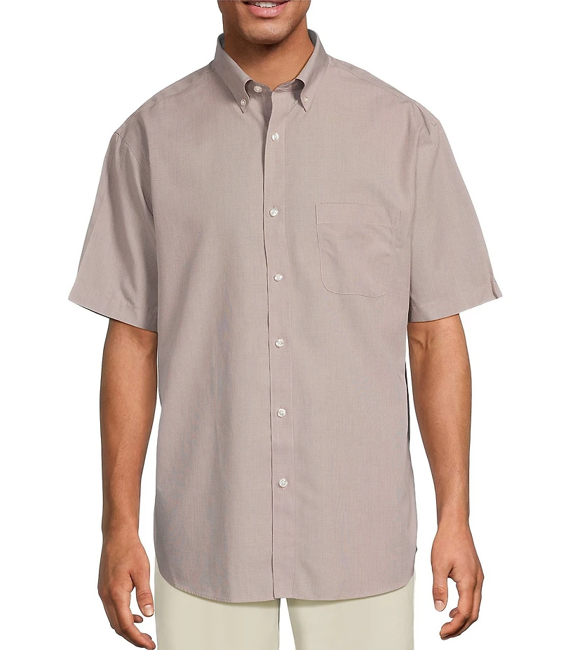 Gold Label Roundtree & Yorke Full Fit Non-Iron Short Sleeve Solid Dobby Sport Shirt