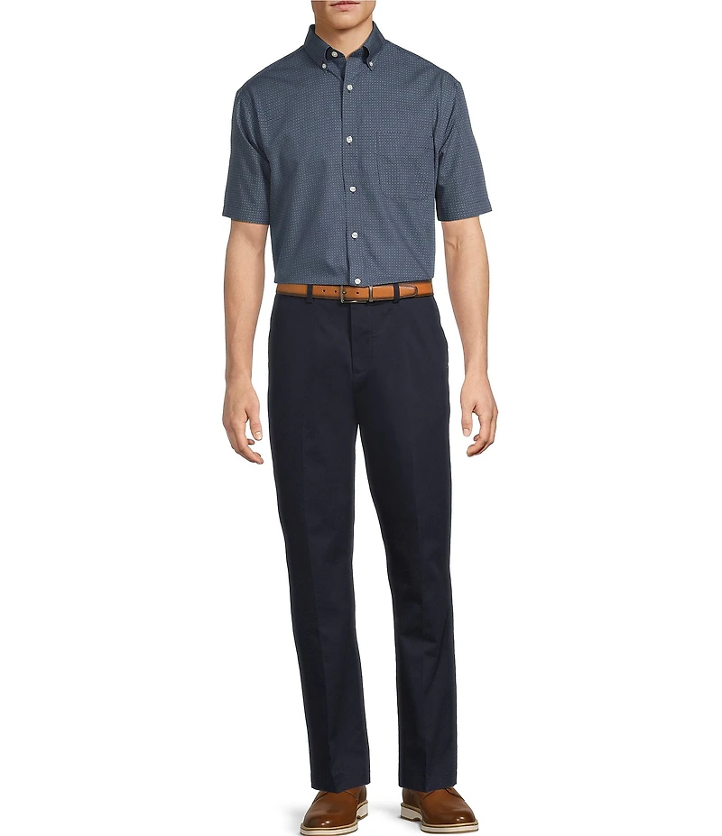 Gold Label Roundtree & Yorke Full Fit Non-Iron Short Sleeve Square Print Poplin Sport Shirt