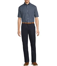 Gold Label Roundtree & Yorke Full Fit Non-Iron Short Sleeve Square Print Poplin Sport Shirt