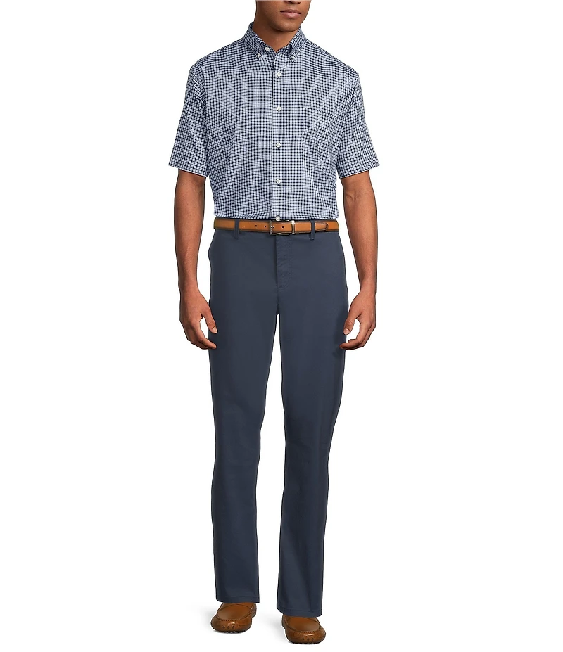 Gold Label Roundtree & Yorke Non-Iron Button Down Collar Short Sleeve Small Plaid Sport Shirt