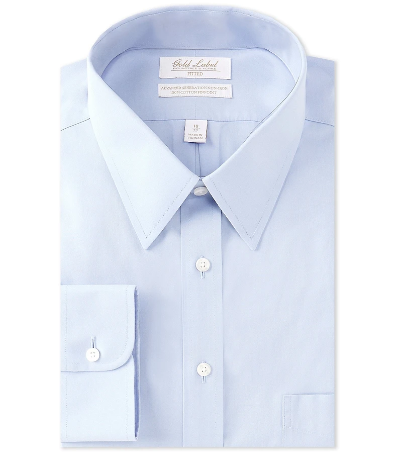 Gold Label Roundtree & Yorke Fitted Non-Iron Point Collar Dress Shirt