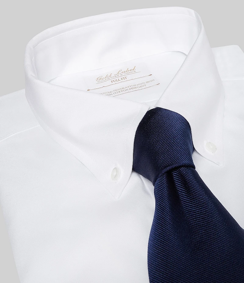 Gold Label Roundtree & Yorke Full-Fit Non-Iron Button-Down Collar Solid Dress Shirt