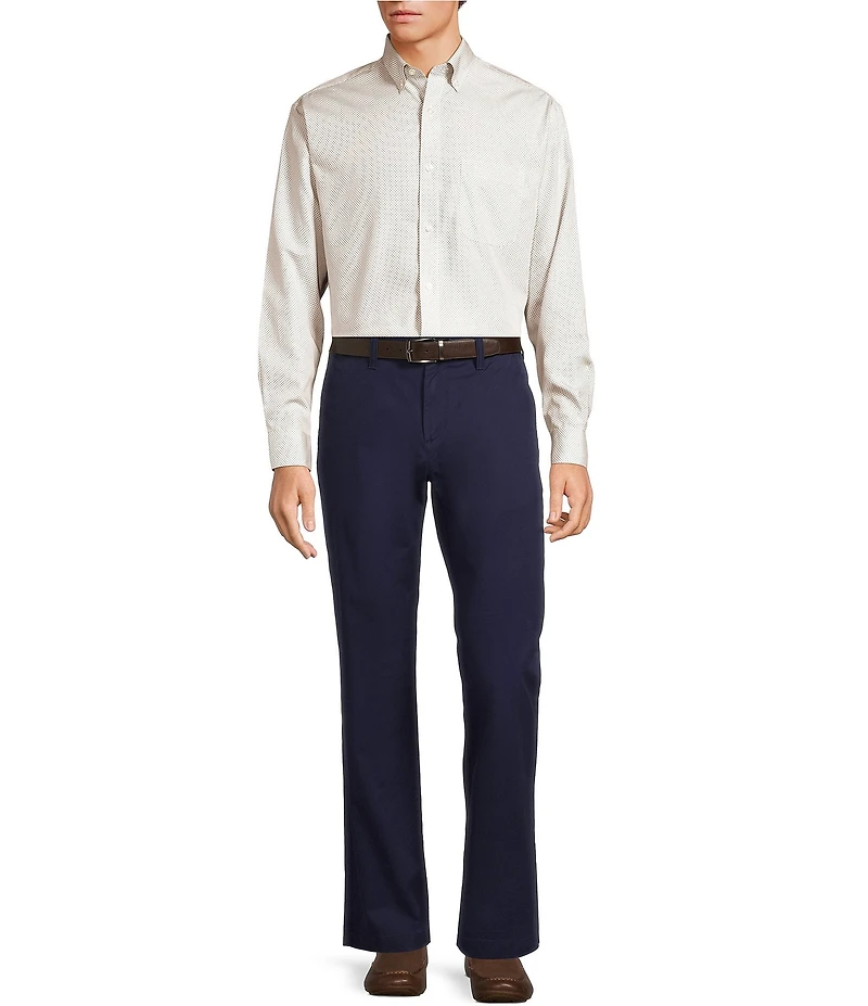 Gold Label Roundtree & Yorke Non-Iron Long Sleeve Bean Print Sport Shirt