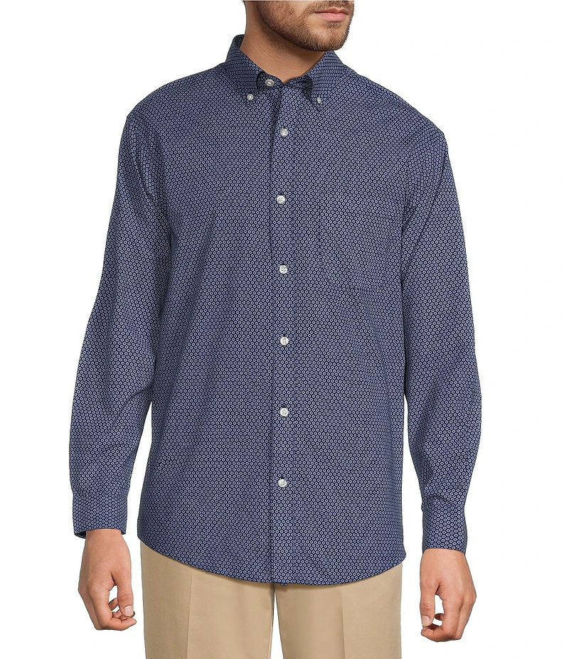 Gold Label Roundtree & Yorke Non-Iron Long Sleeve Flower Print Poplin Sport Shirt