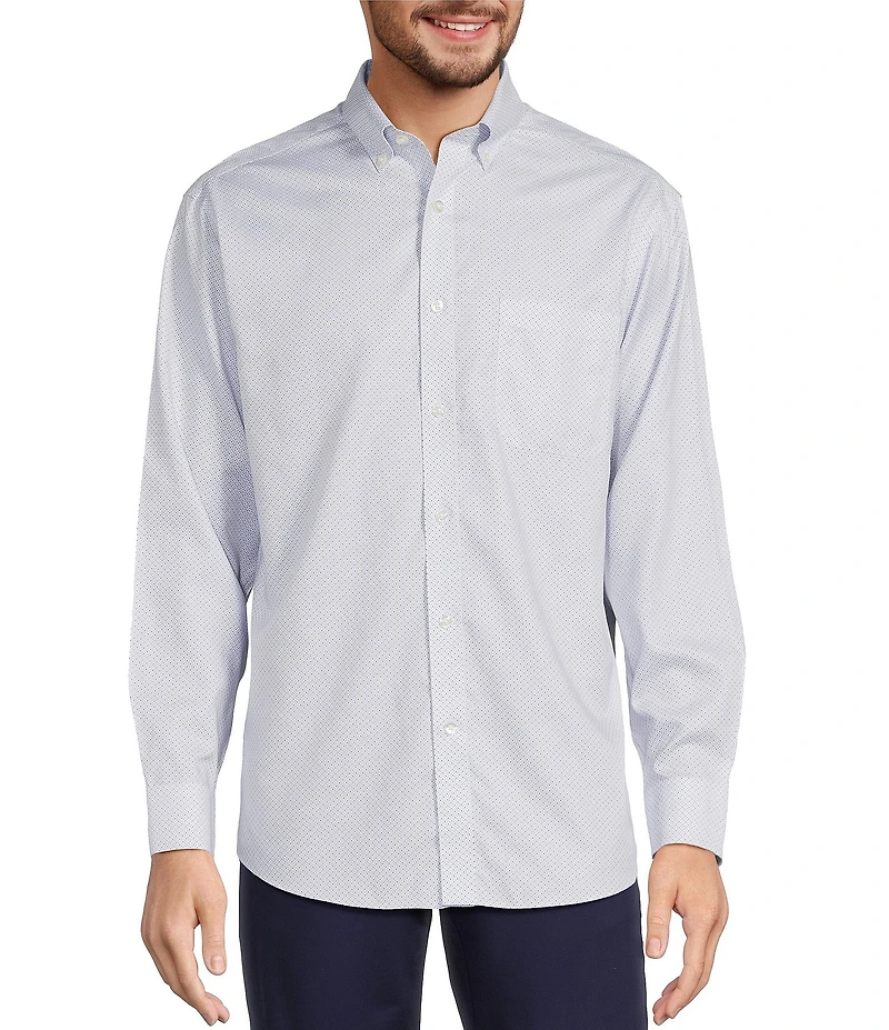 Gold Label Roundtree & Yorke Non-Iron Long Sleeve Geo Dot Print Sport Shirt
