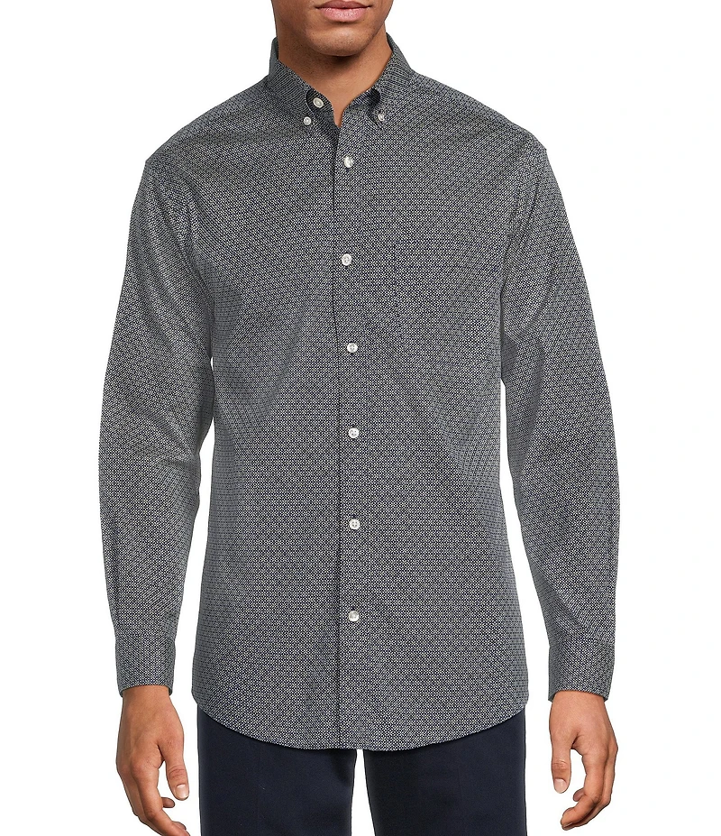 Gold Label Roundtree & Yorke Non-Iron Long Sleeve Geo Print Sport Shirt