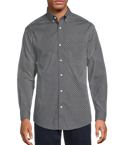 Gold Label Roundtree & Yorke Non-Iron Long Sleeve Geo Print Sport Shirt