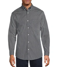 Gold Label Roundtree & Yorke Non-Iron Long Sleeve Geo Print Sport Shirt