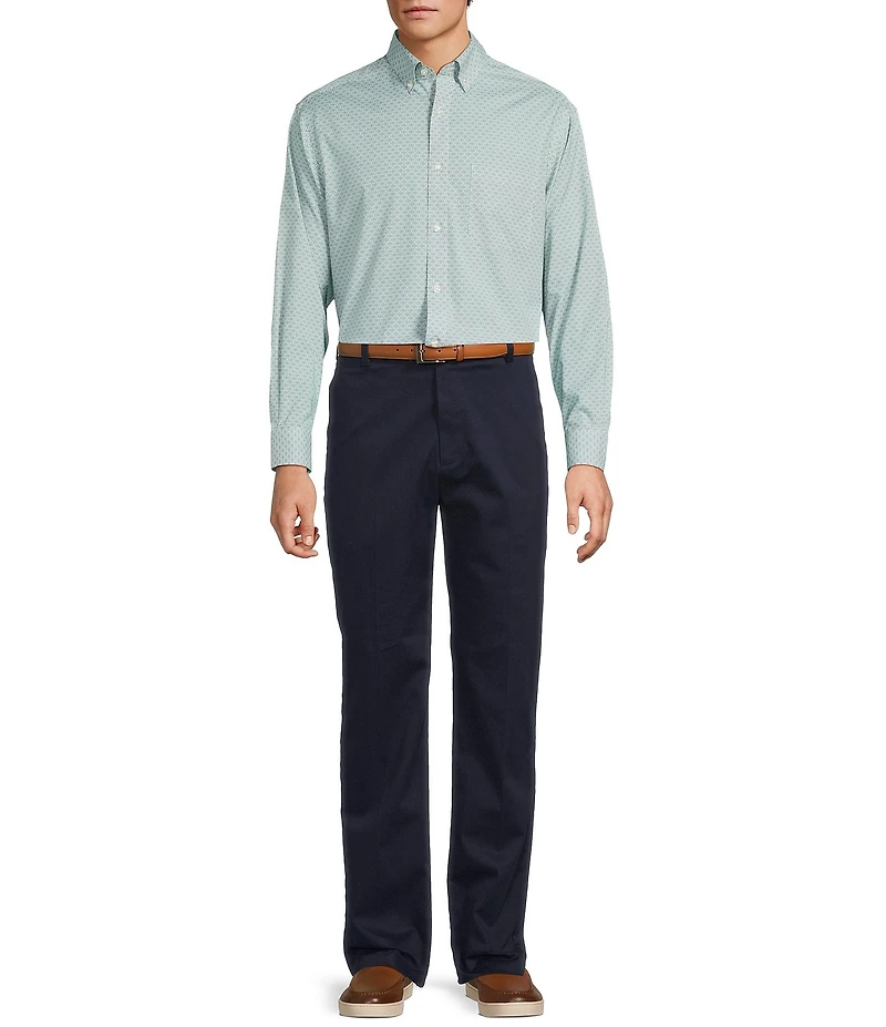 Gold Label Roundtree & Yorke Non-Iron Long Sleeve Geo Print Sport Shirt