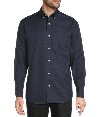 Gold Label Roundtree & Yorke Non-Iron Long Sleeve Glen Plaid Twill Sport Shirt