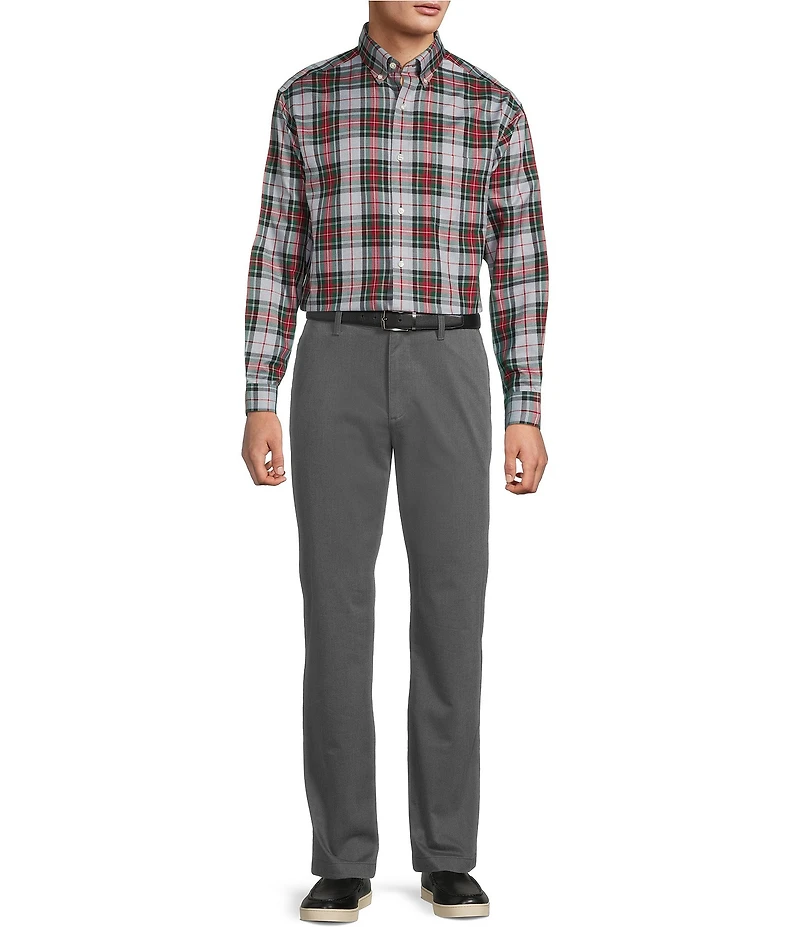 Gold Label Roundtree & Yorke Non-Iron Long Sleeve Plaid Jaspe Sport Shirt