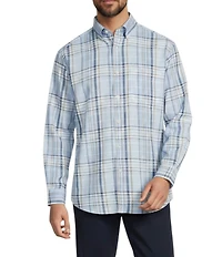 Gold Label Roundtree & Yorke Non-Iron Large Plaid Linen Sport Shirt