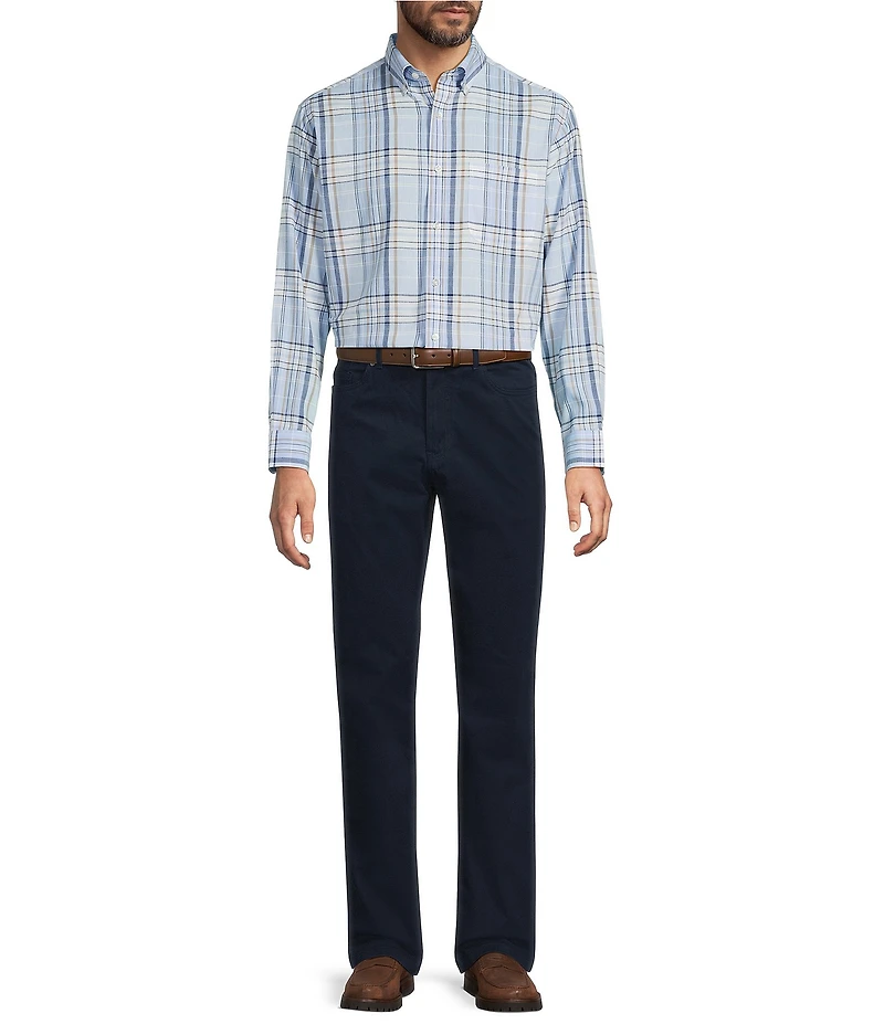 Gold Label Roundtree & Yorke Non-Iron Large Plaid Linen Sport Shirt