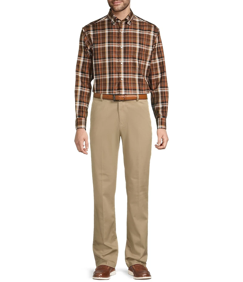 Gold Label Roundtree & Yorke Non-Iron Long Sleeve Plaid Twill Sport Shirt