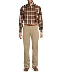 Gold Label Roundtree & Yorke Non-Iron Long Sleeve Plaid Twill Sport Shirt