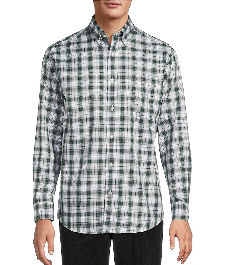 Gold Label Roundtree & Yorke Non-Iron Long Sleeve Medium Plaid Sport Shirt