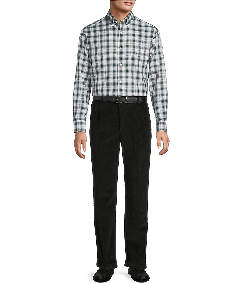 Gold Label Roundtree & Yorke Non-Iron Long Sleeve Medium Plaid Sport Shirt