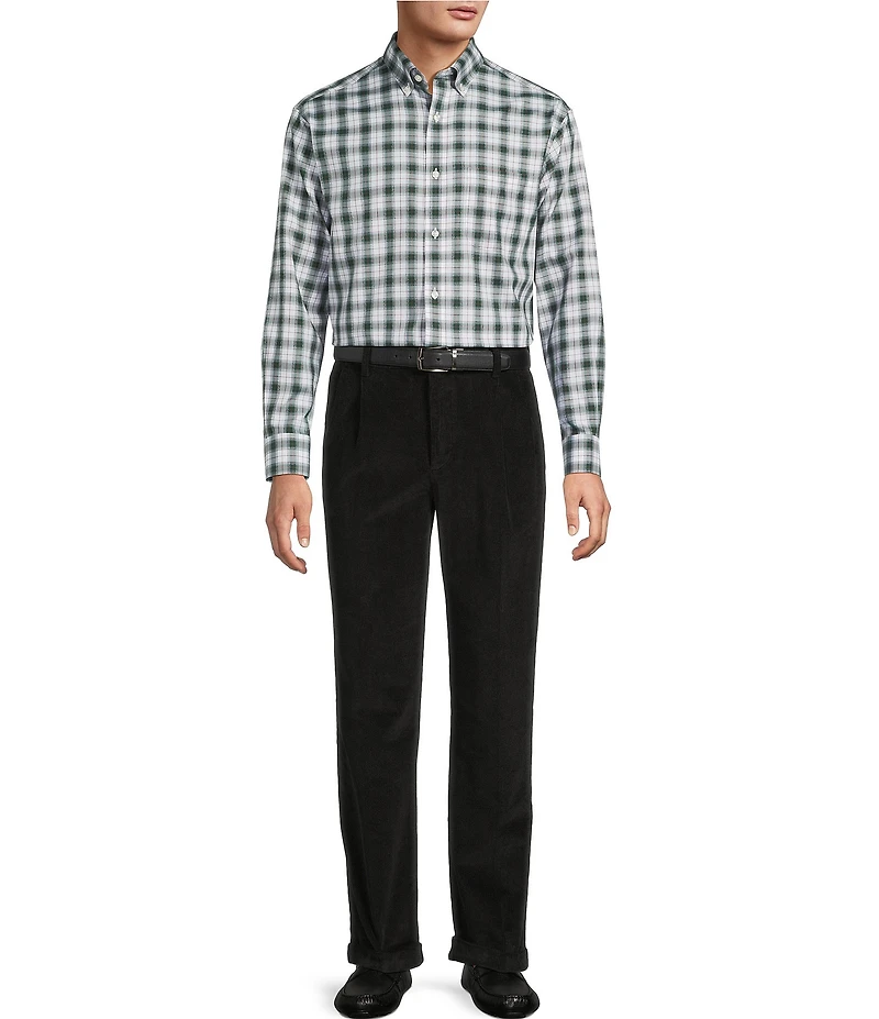 Gold Label Roundtree & Yorke Non-Iron Medium Plaid Long Sleeve Sport Shirt