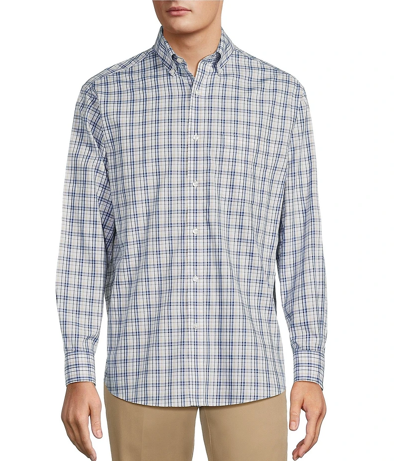 Gold Label Roundtree & Yorke Non-Iron Long Sleeve Medium Plaid Sport Shirt
