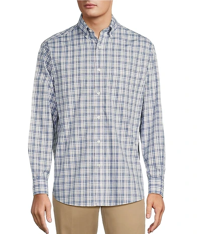 Gold Label Roundtree & Yorke Non-Iron Long Sleeve Medium Plaid Sport Shirt