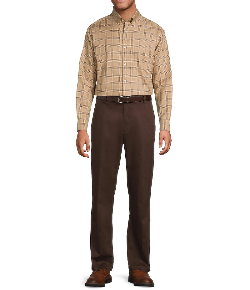 Gold Label Roundtree & Yorke Non-Iron Long Sleeve Plaid Twill Sport Shirt