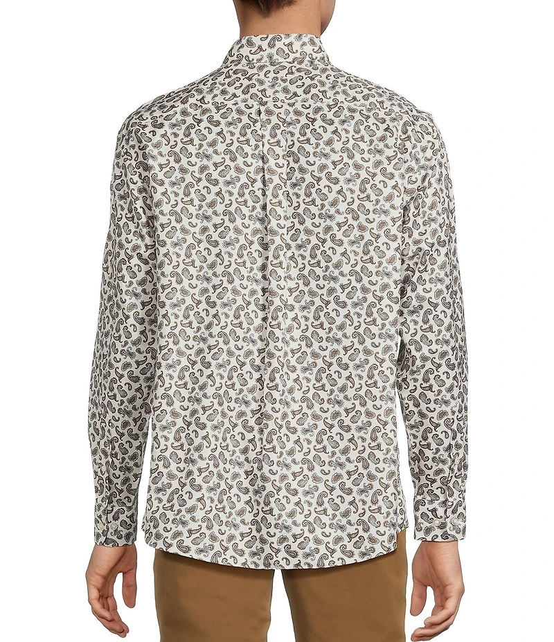 Gold Label Roundtree & Yorke Non-Iron Long Sleeve Paisley Print Twill Sport Shirt
