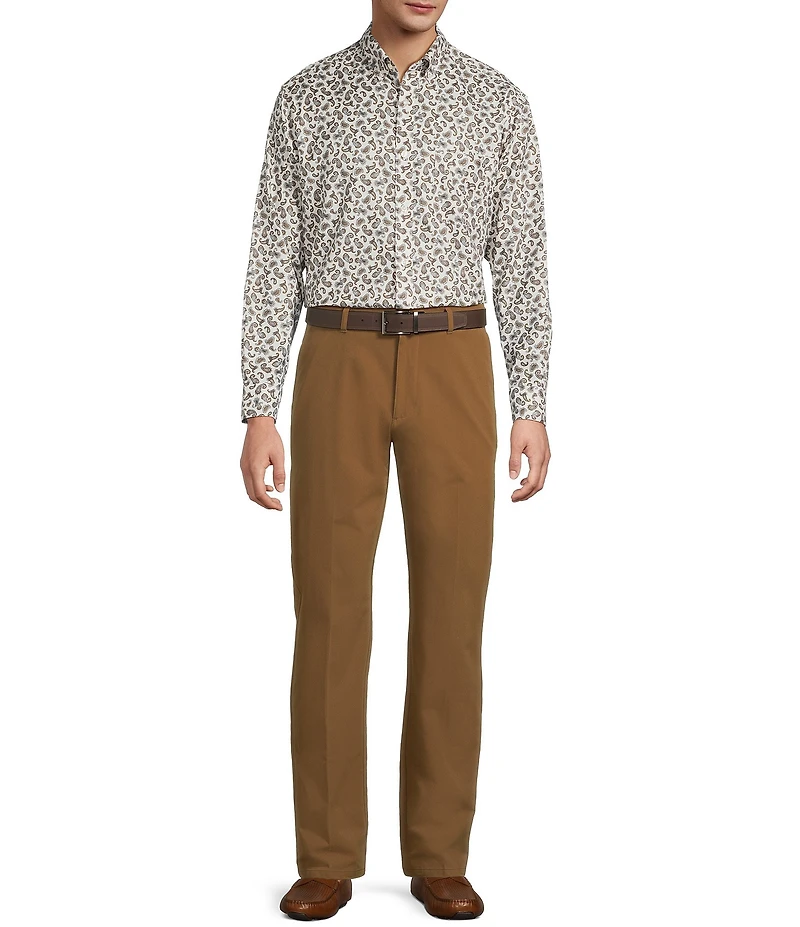Gold Label Roundtree & Yorke Non-Iron Long Sleeve Paisley Print Twill Sport Shirt
