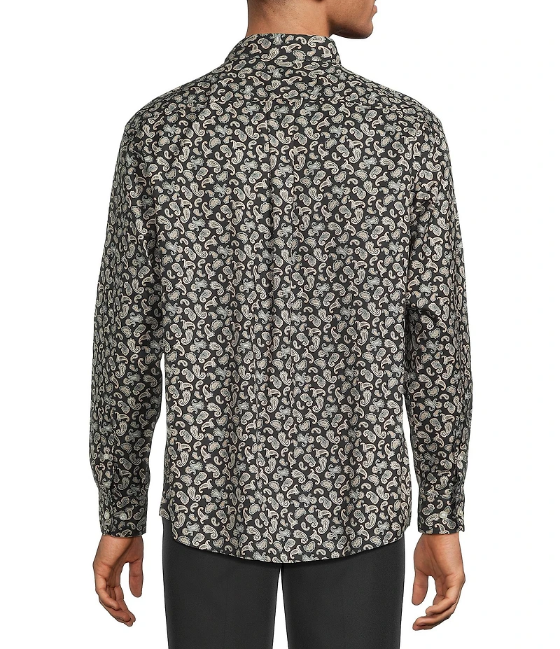 Gold Label Roundtree & Yorke Non-Iron Long Sleeve Paisley Print Twill Sport Shirt