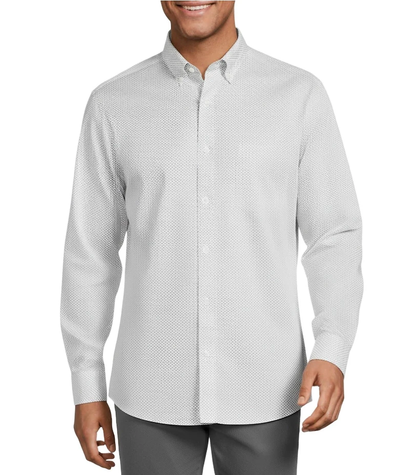 Gold Label Roundtree & Yorke Non-Iron Long Sleeve Penguin Print Jaspe Sport Shirt