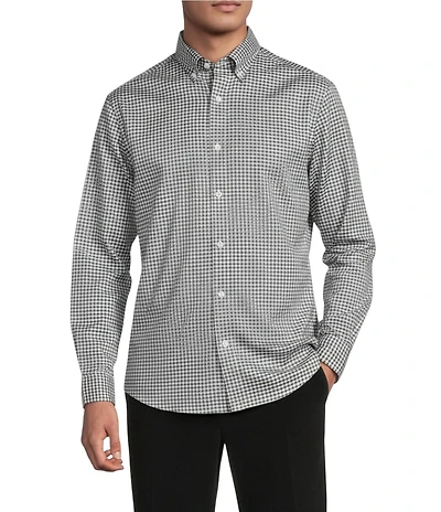 Gold Label Roundtree & Yorke Non-Iron Long Sleeve Small Check Jaspe Sport Shirt