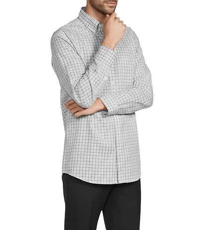 Gold Label Roundtree & Yorke Non-Iron Long Sleeve Small Plaid Jaspe Sport Shirt