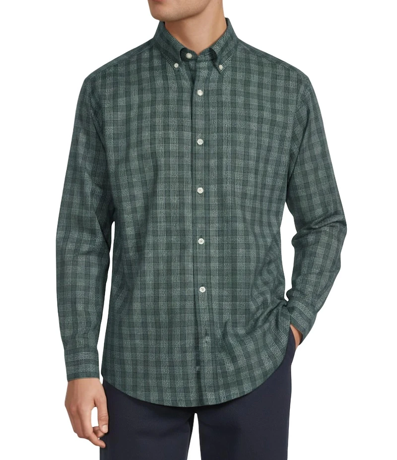 Gold Label Roundtree & Yorke Non-Iron Long Sleeve Small Plaid Jaspe Sport Shirt