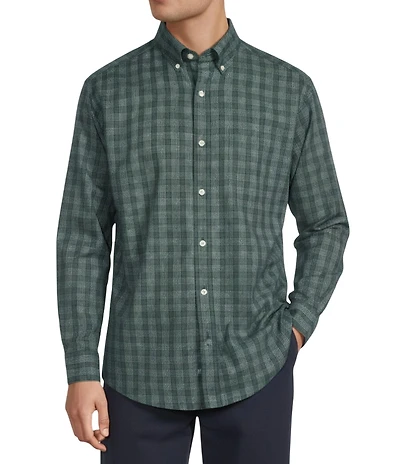 Gold Label Roundtree & Yorke Non-Iron Long Sleeve Small Plaid Jaspe Sport Shirt