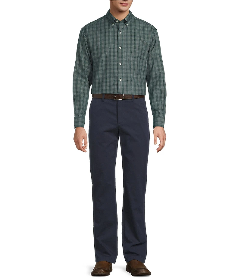 Gold Label Roundtree & Yorke Non-Iron Long Sleeve Small Plaid Jaspe Sport Shirt