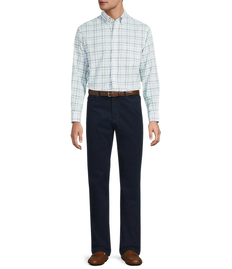 Gold Label Roundtree & Yorke Non-Iron Small Plaid Print Linen Sport Shirt